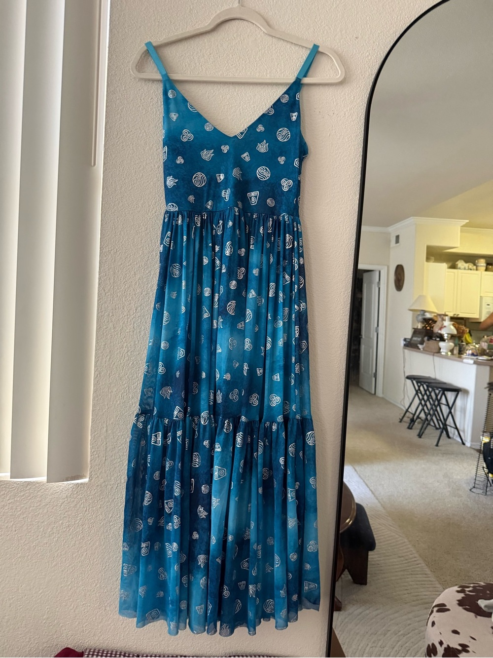 BlackMilk Avatar The Last Airbender Dress XS Blue Mesh Maxi Aang Elements